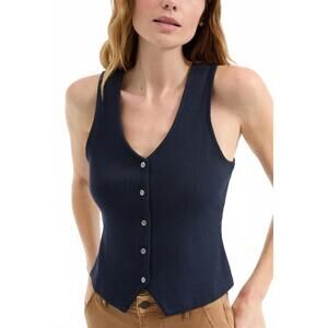 NEW VERONICA BEARD hoorne button-down tank top in navy